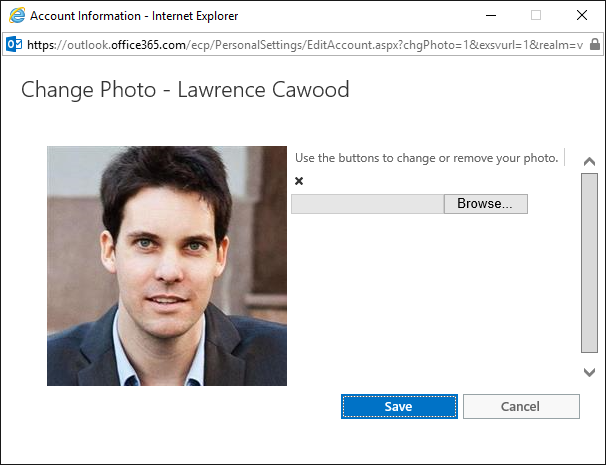 Office 365 change photo screen