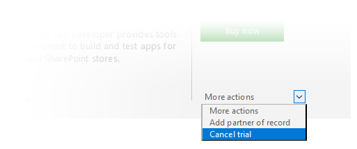 Cancel Microsoft Office 365 developer trial