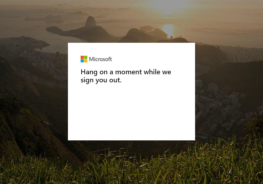 Microsoft's "Hang on a moment while we sign you out" screen