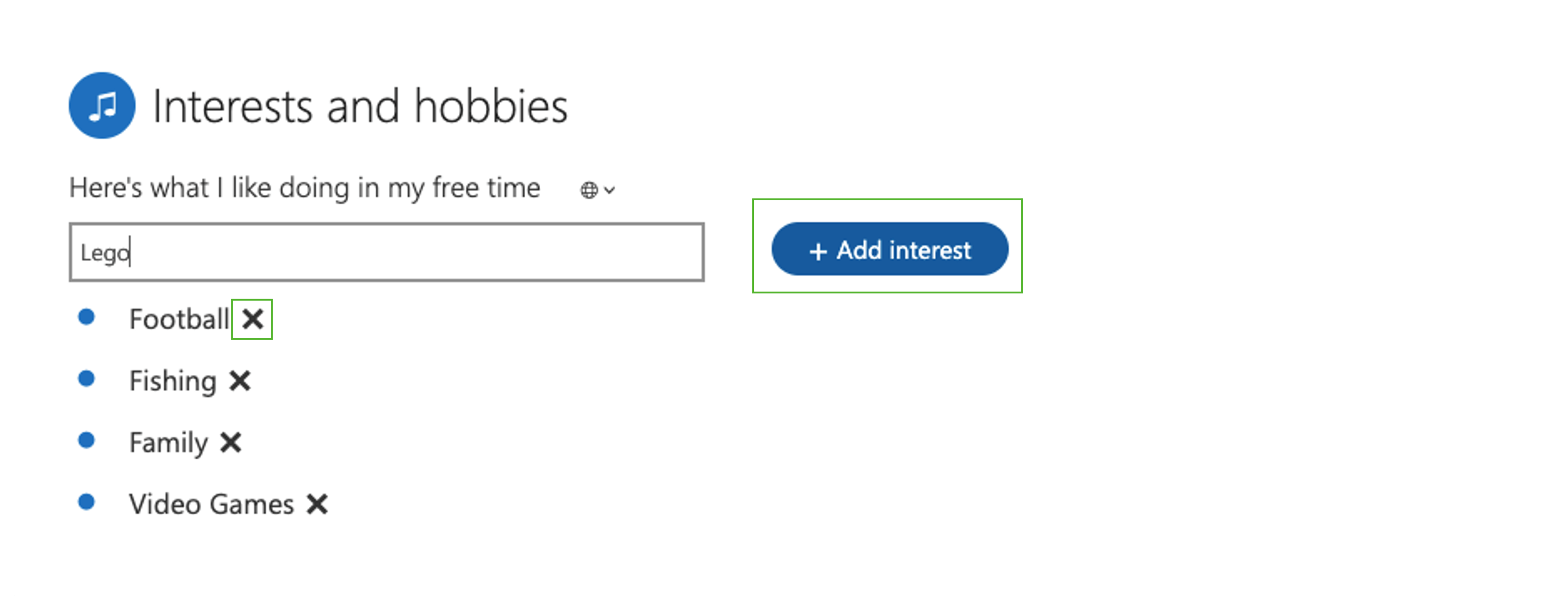 Add interests in Delve