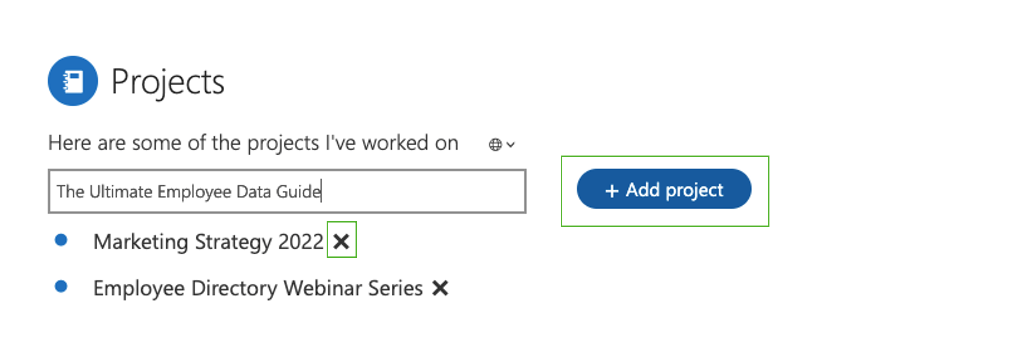 Add projects in Microsoft Delve
