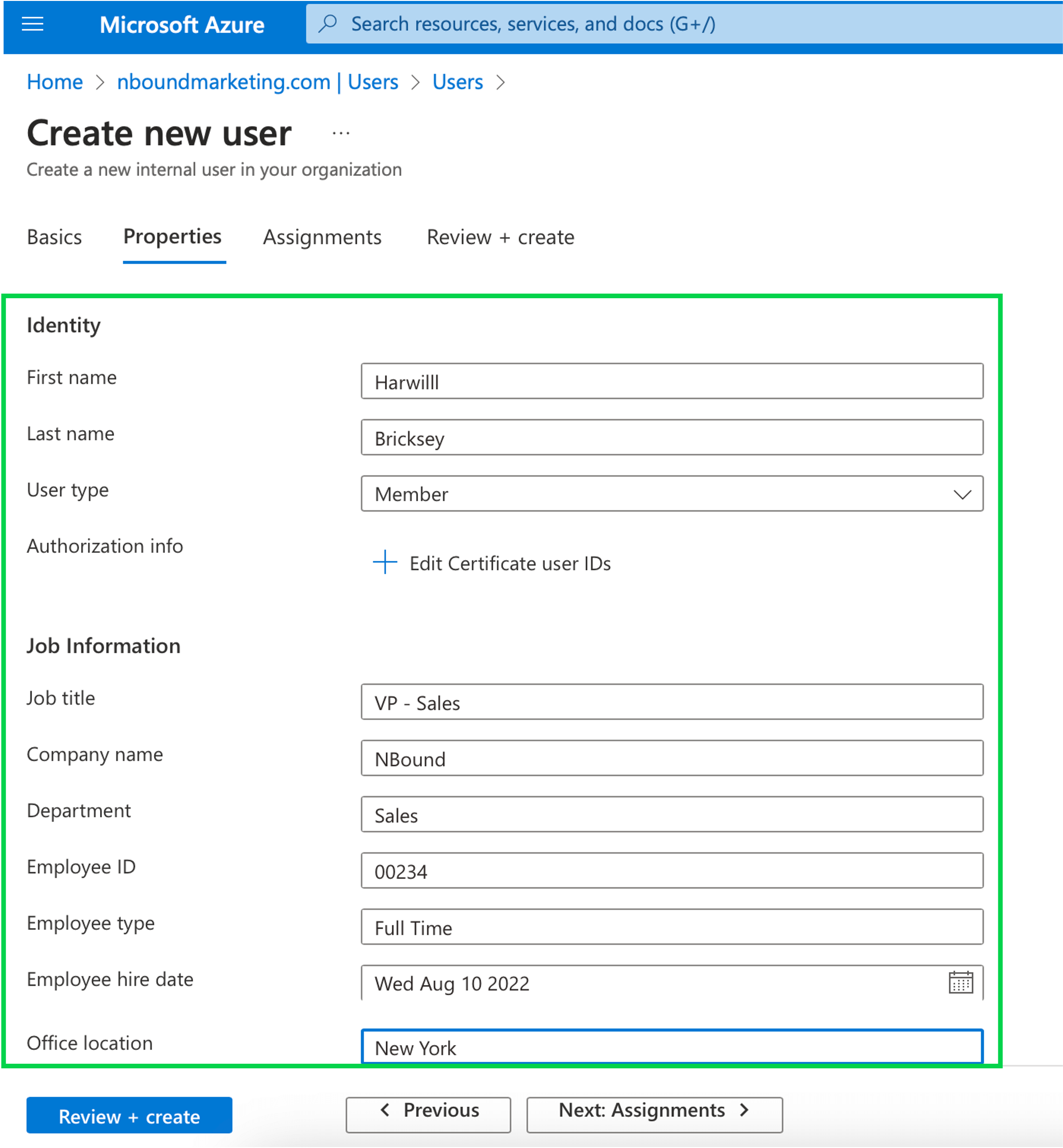 User identification in Entra ID