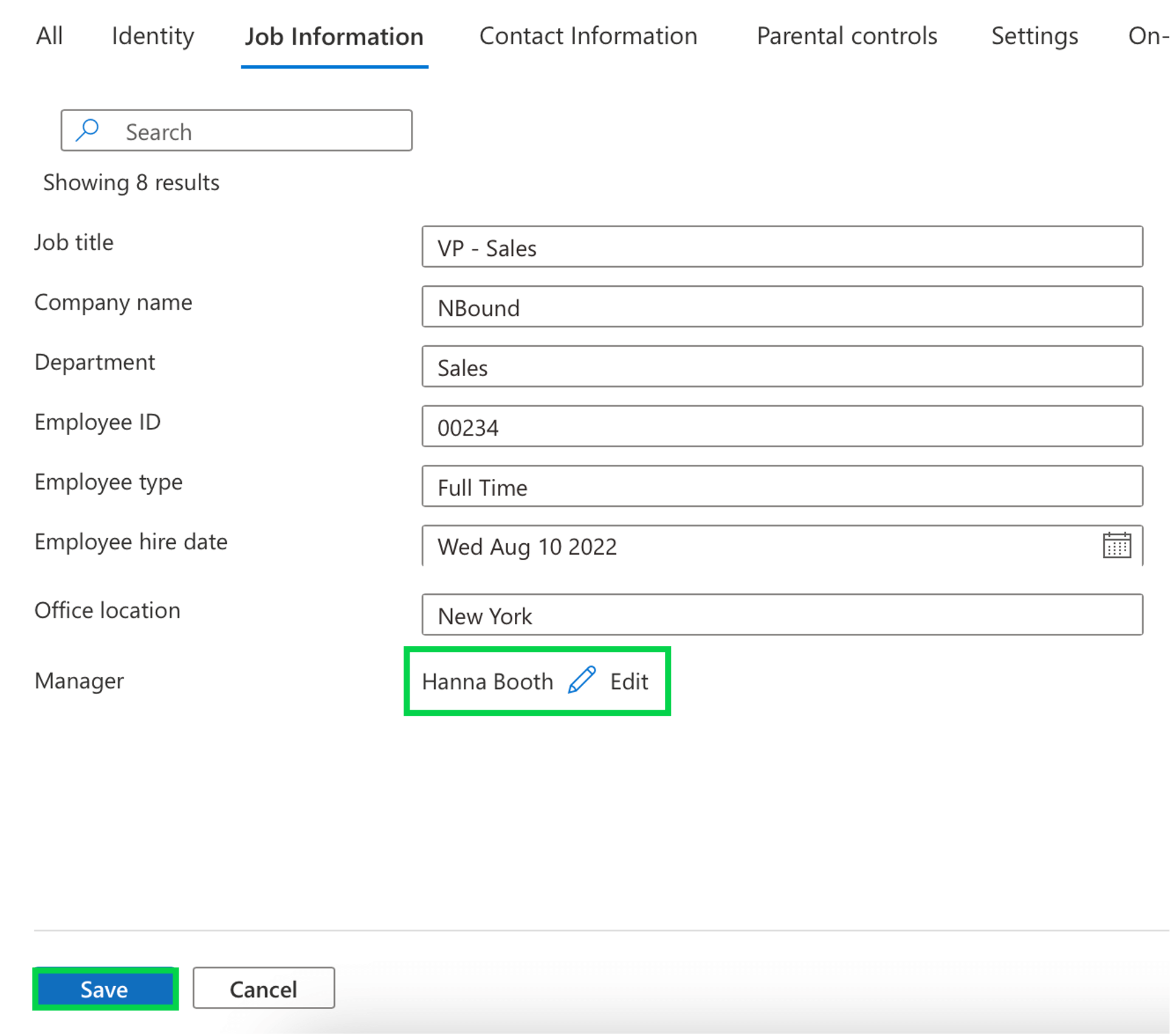 Save reporting relationship in Azure AD