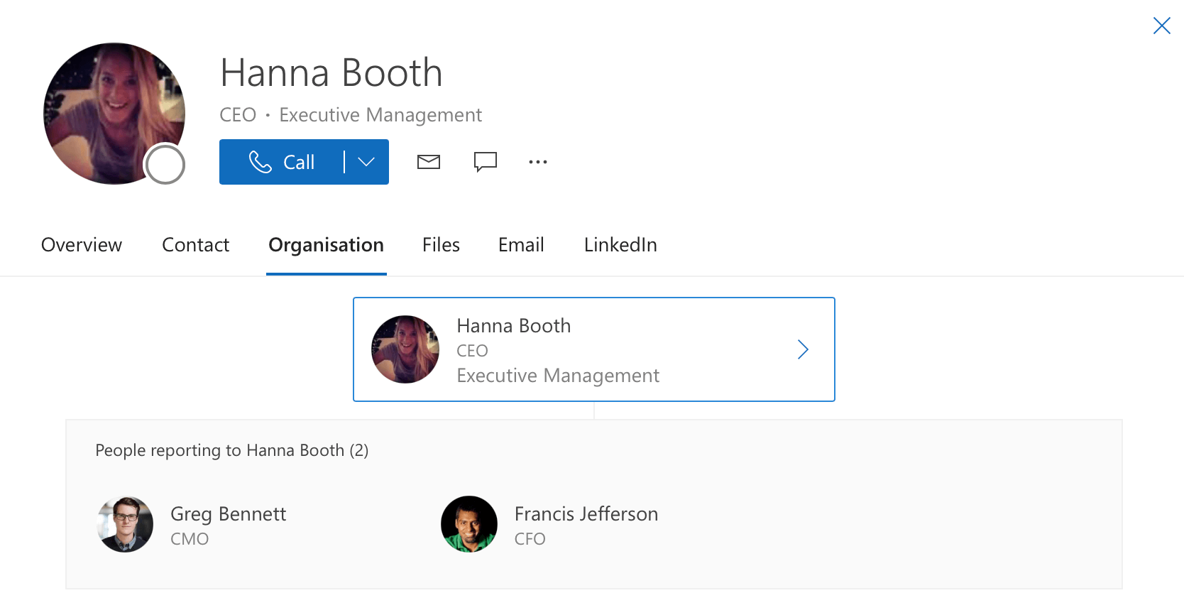 Org chart in Outlook