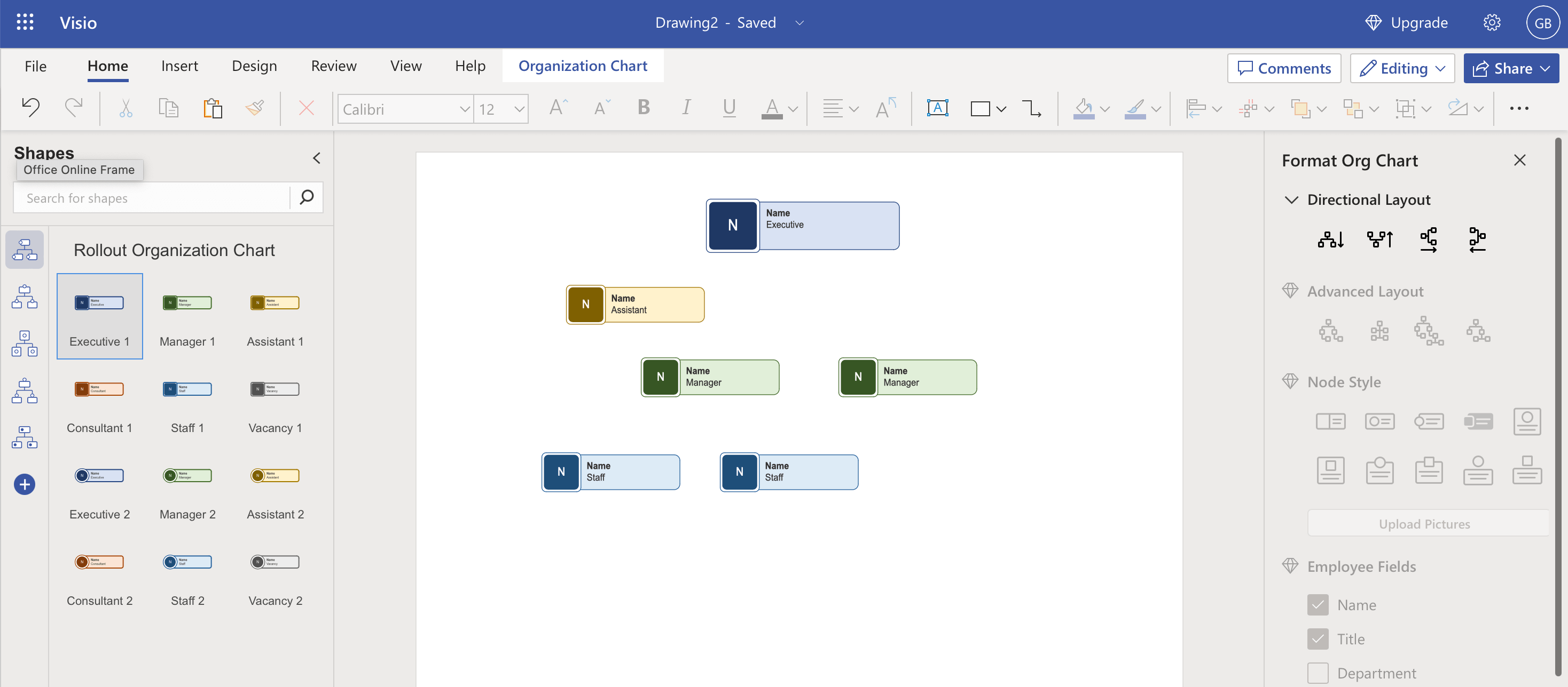 Microsoft Visio org chart blocks