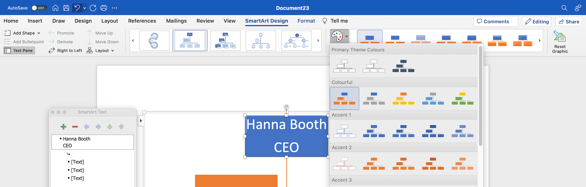 Choosing your org chart colors