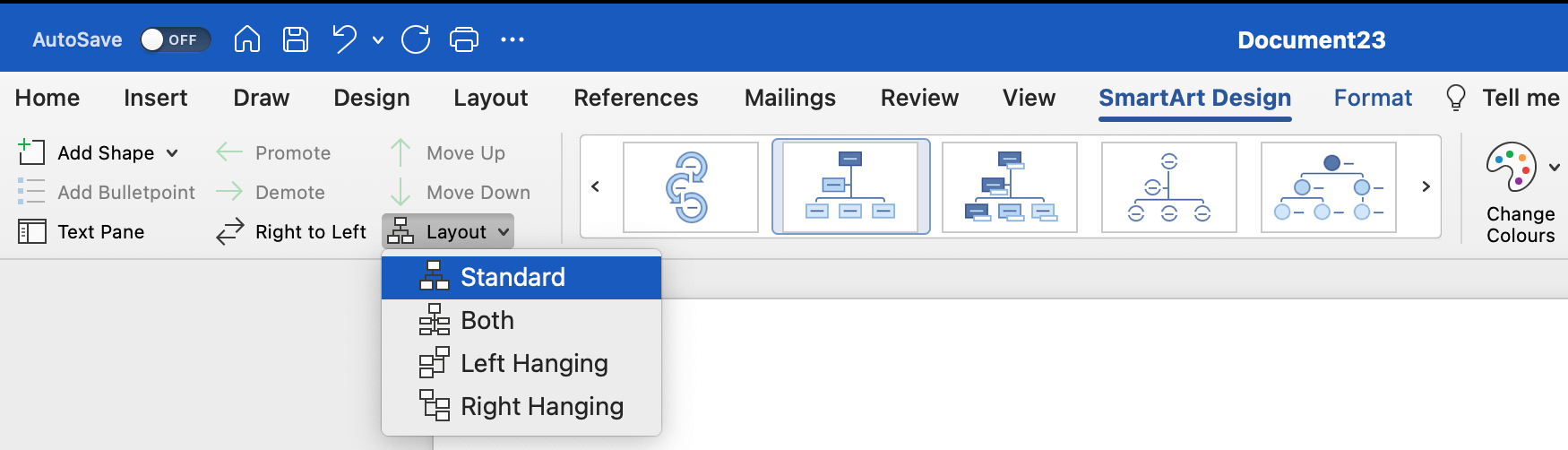 Choose your org chart layout in Word