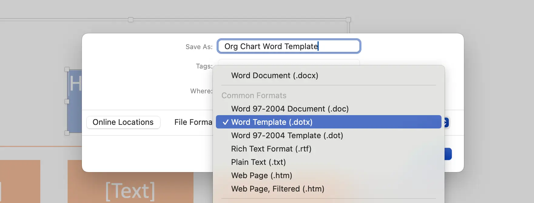 Create an org chart template in Word