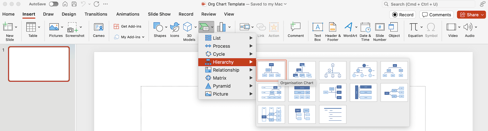 PowerPoint Org Chart using SmartArt