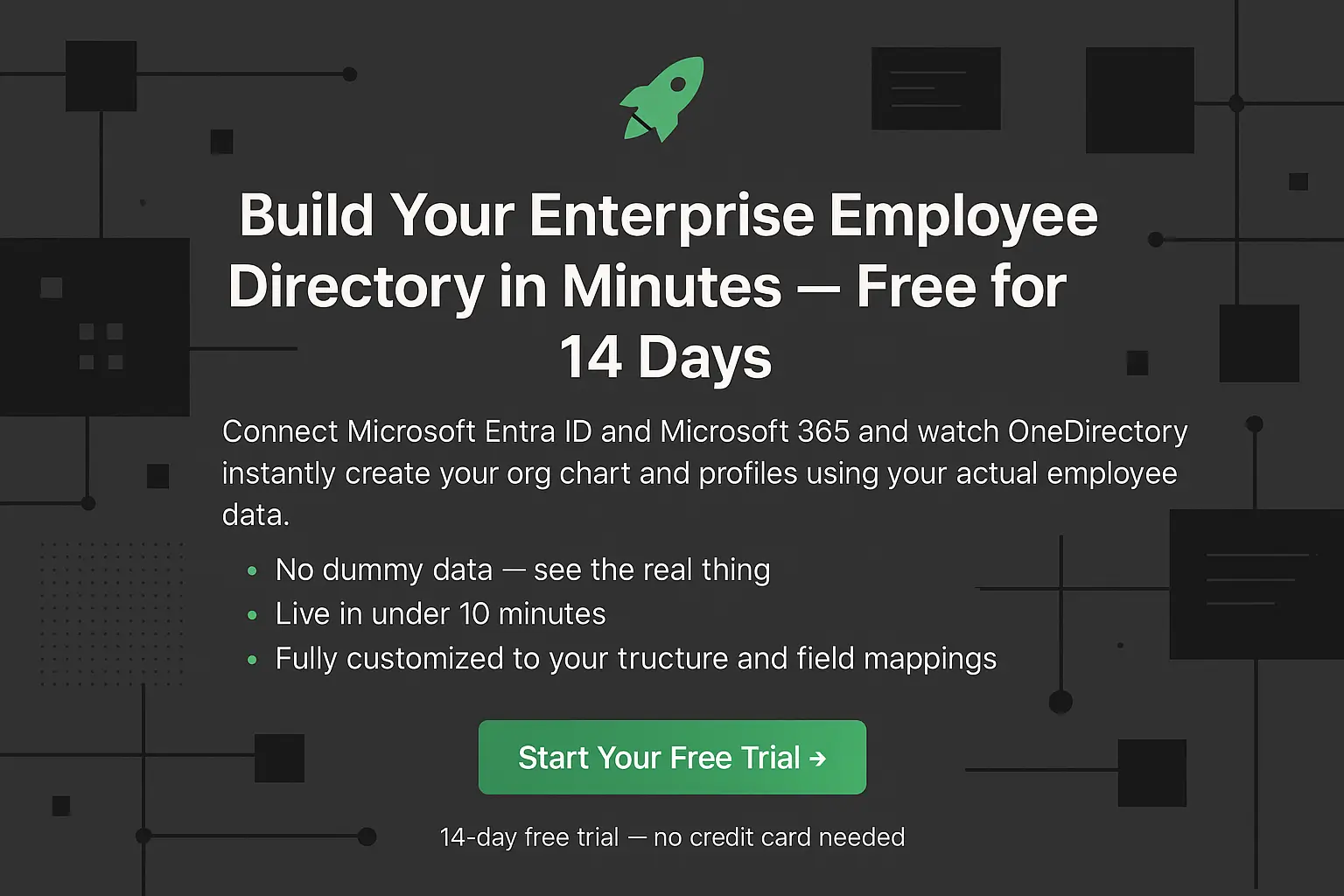 Build your enterprise employee directory in minutes with OneDirectory. Call to action image