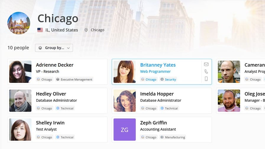 Improved Card & Face Views in OneDirectory screenshot