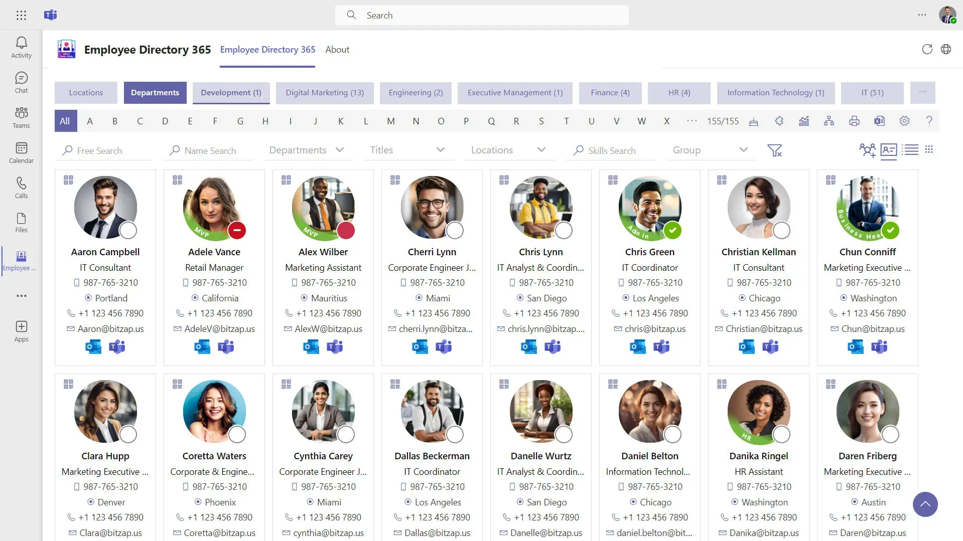 Employee Directory 365 Staff Directory screenshot