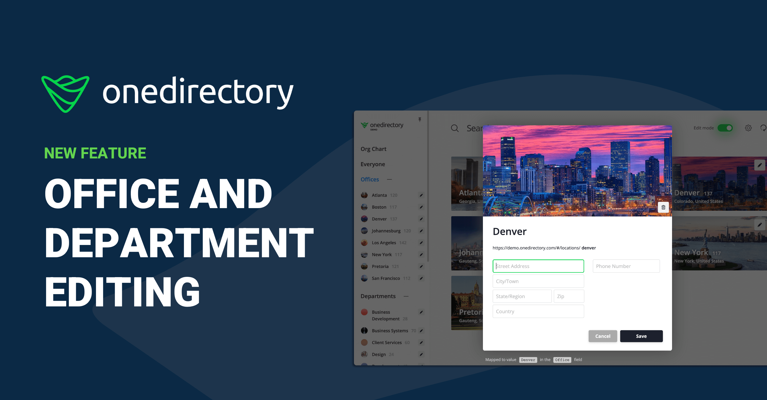 New Feature: Office and Department Editing