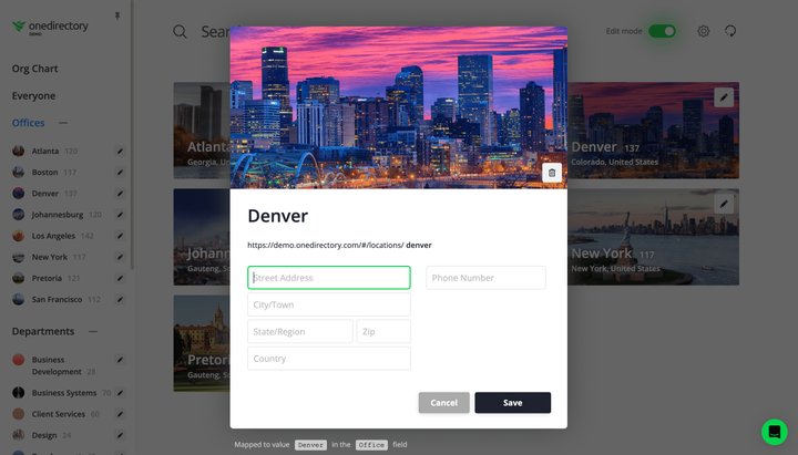 Office Directory editing in OneDirectory