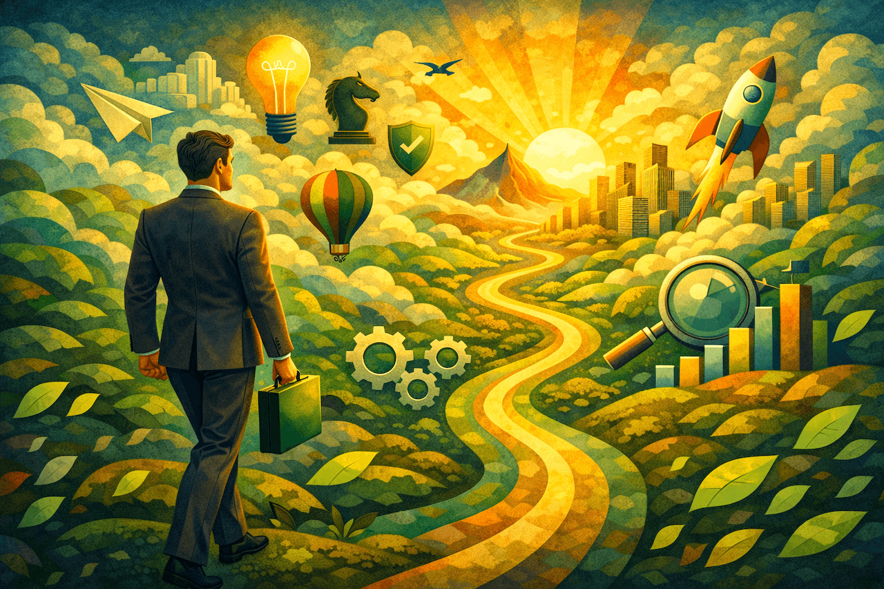 Business man walking to a future with correct employee data