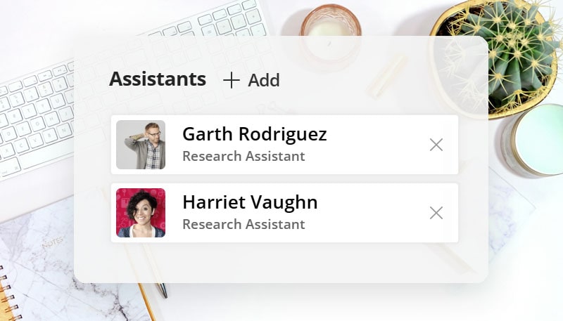 assistant relationships in OneDirectory staff directory software
