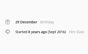 OneDirectory employee profile birthday and hire date