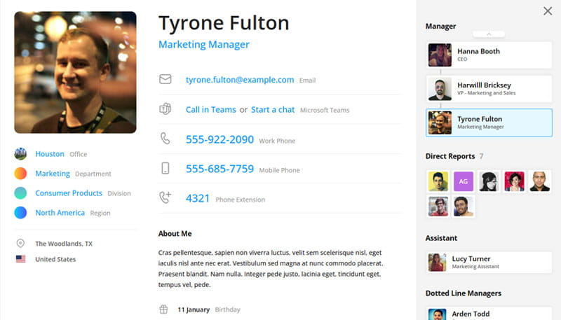 OneDirectory employee profile