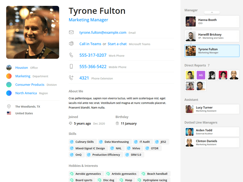 OneDirectory employee profile
