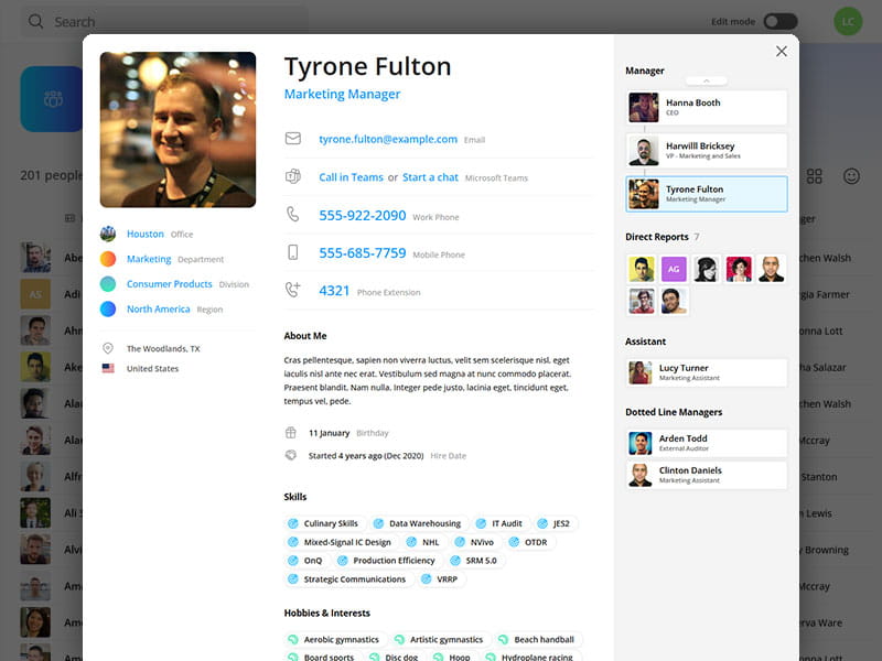 OneDirectory employee profile